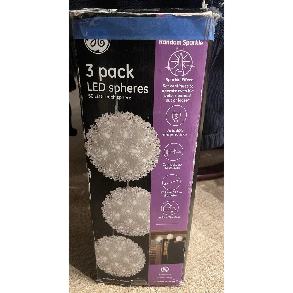 GE 3 Pack Spheres 50 LEDS in Each 5.5